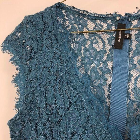 SOLD - Babaton Tobias teal lace dress size 8 - Picture 7 of 16